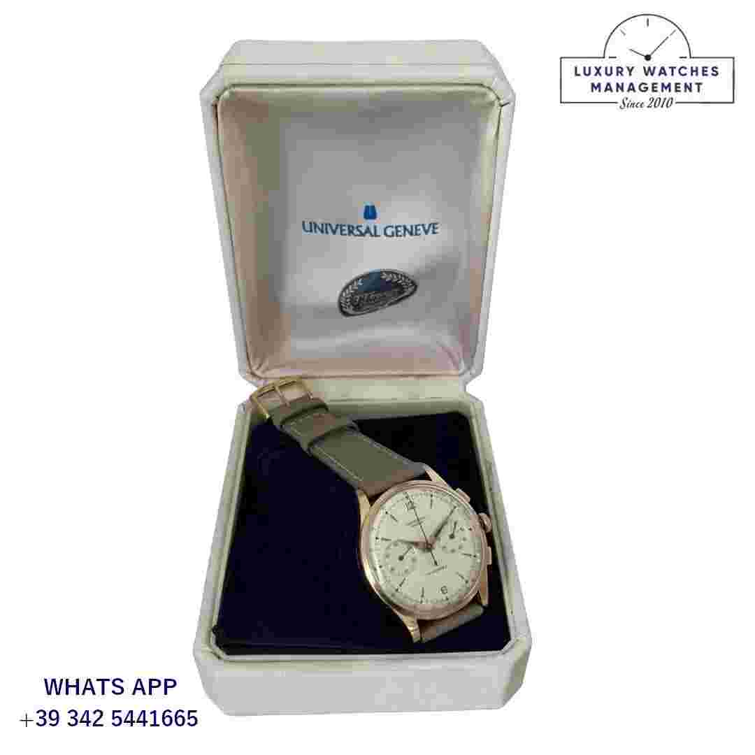 LARGE UNIVERSAL UNI-COMPAX CHRONOGRAPH 18K SOLID GOLD ORIGINAL DIAL REF 124103