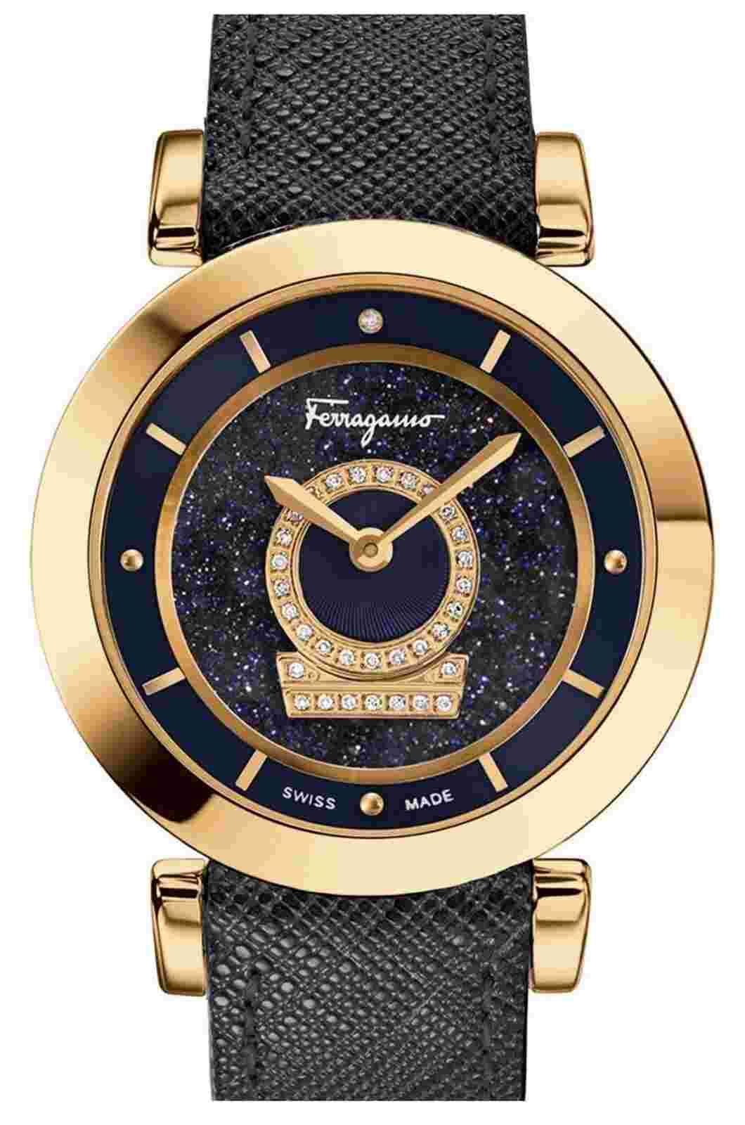 Salvatore Ferragamo Minuetto Calskin Diamond Watch