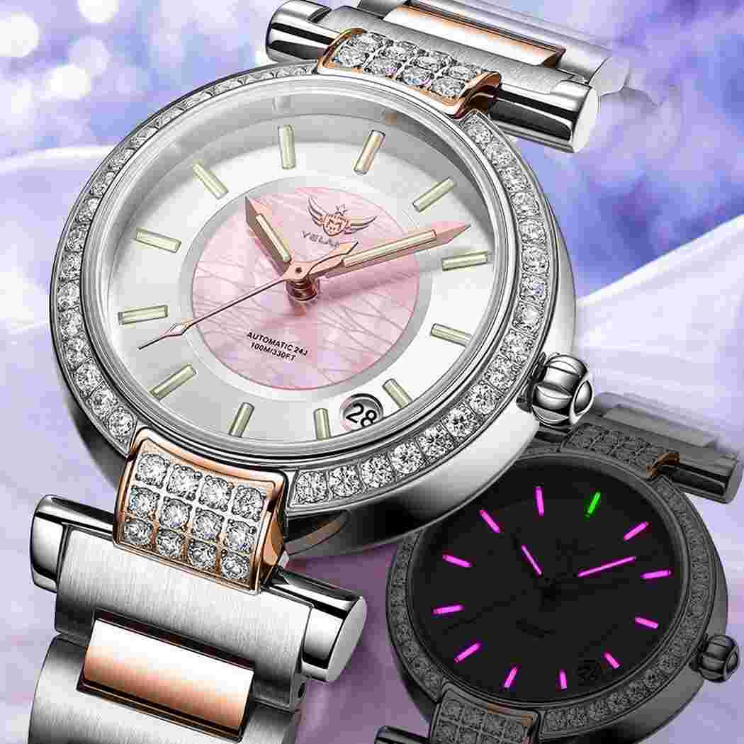 YELANG Women Luxury Watch Ladies Automatic Mechanical Wristwatch Luminous MOP