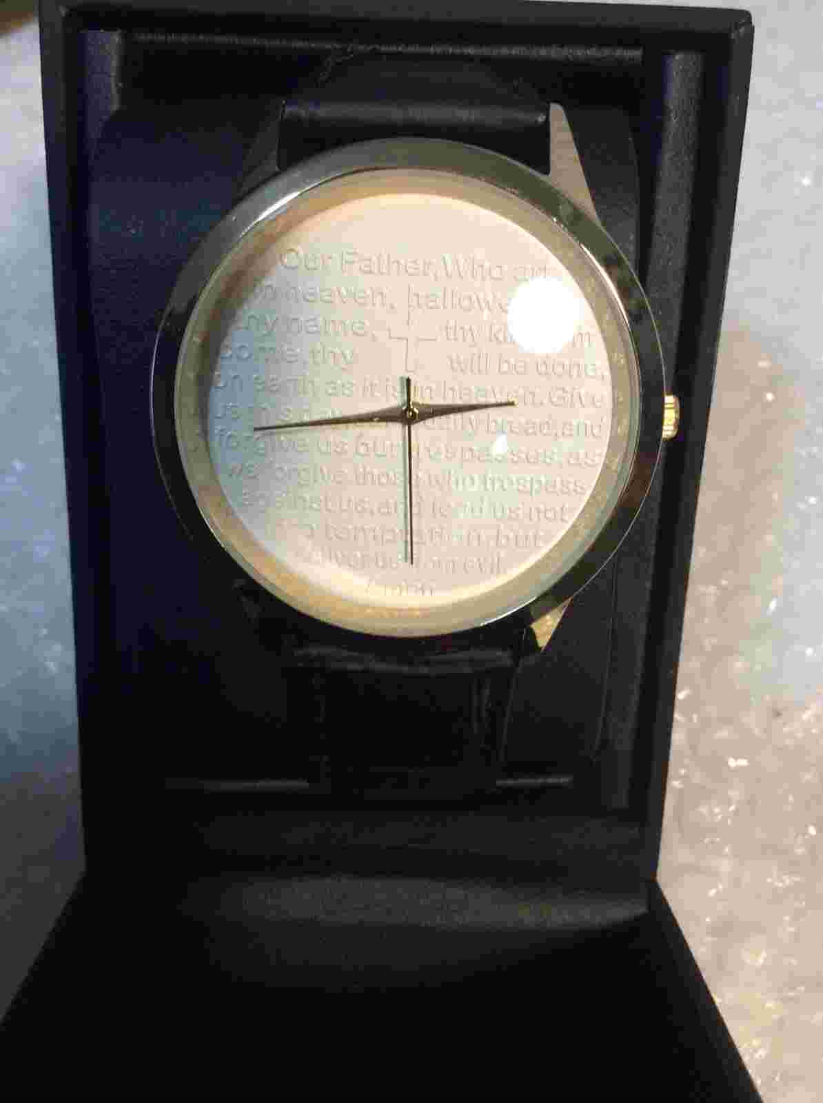 SteelTime The Lords Prayer Watch And Bracelet Set 18k Yellow Gold-plated