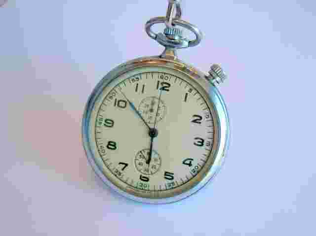 C.1950 SLAVA CAPTAIN CHRONOGRAPH POCKET WATCH - SN: 0492 - 19 JEWELS - WORKING