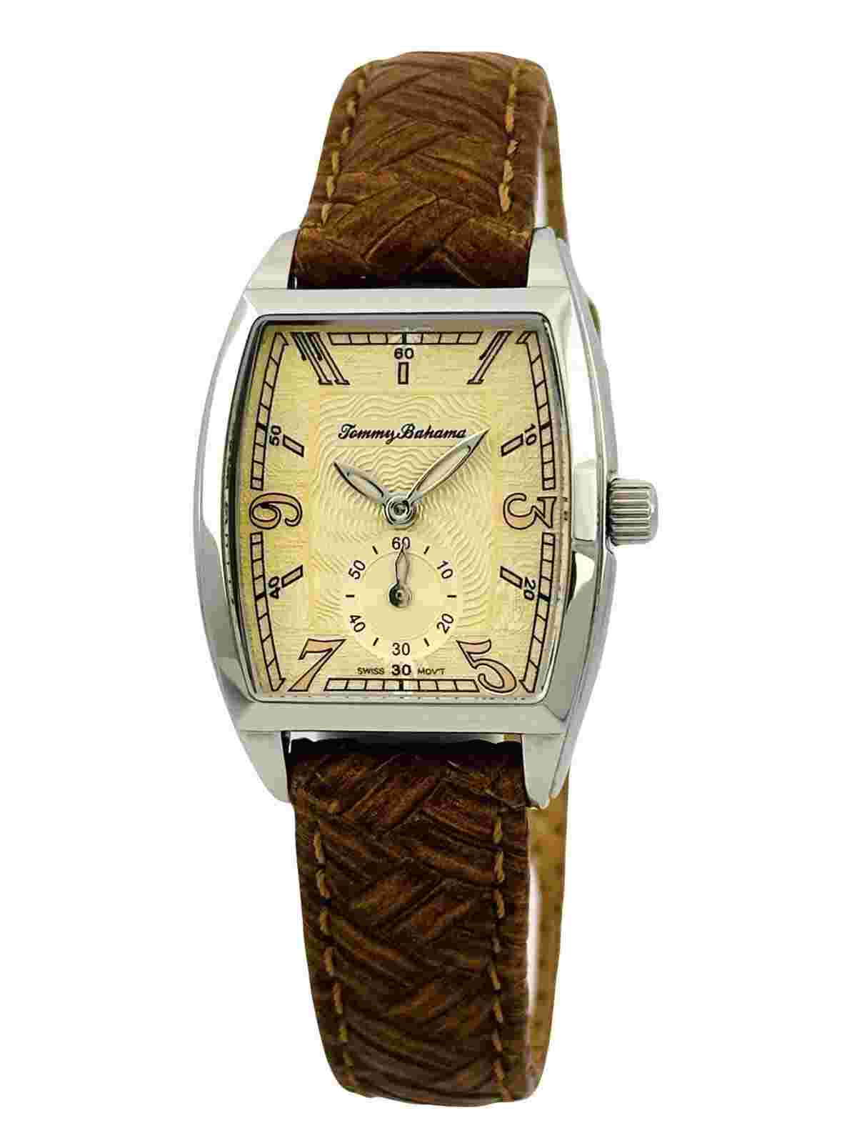 Tommy Bahama TB2086  SILVER PALM Ladies PINEAPPLE Dial Amber/Brown Leather Strap