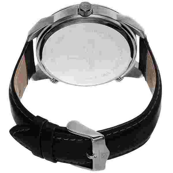 Joshua & Sons Men's JS88GN Silver Triple Time Zone Quartz Watch With Green Accen