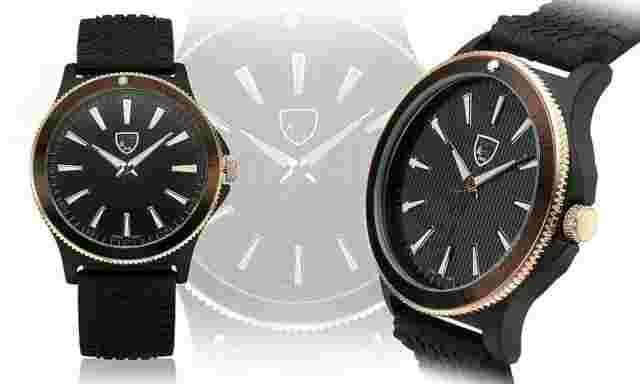 Picard & Cie 9850-BLK Men's Revolution Rose Gold Accent Black Dial Watch
