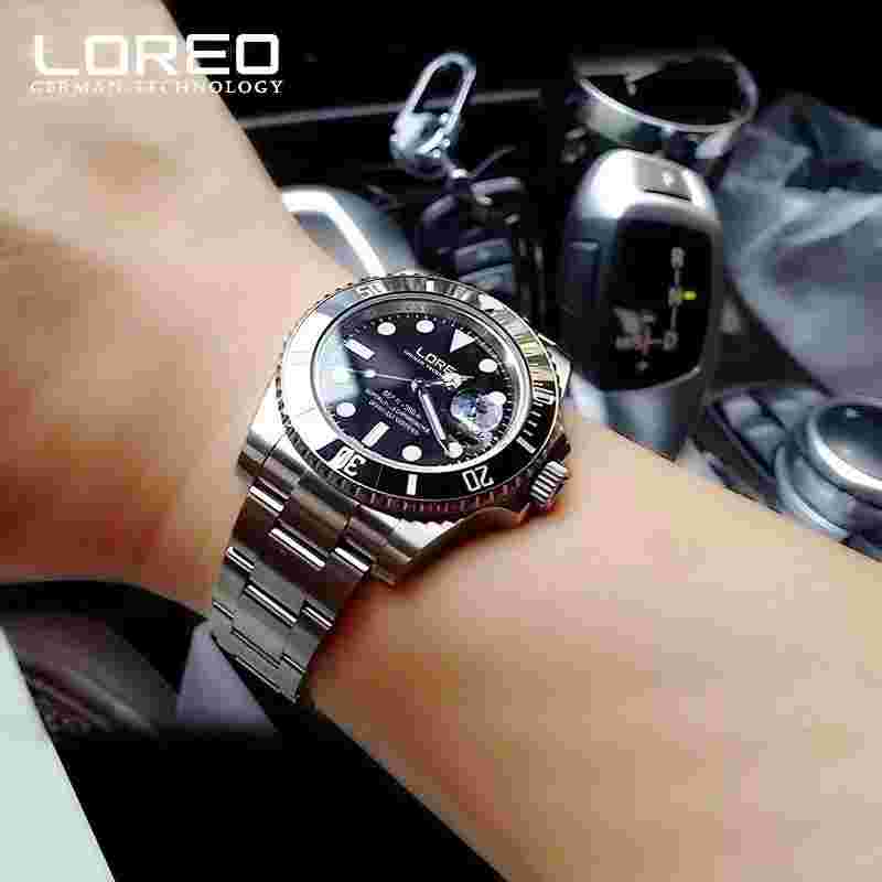 44mm Loreo Men Luxury Automatic Sub Diver Stainless Steel 200M Waterproof Watch