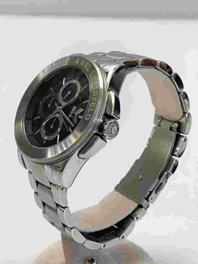 KARL LAGERFELD Quartz Analog Wristwatch Black Stainless Steel Excellent JAPAN