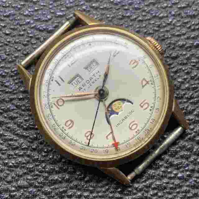 Vintage SS/GP Ardath Triple Calendar Moonphase Venus 1221