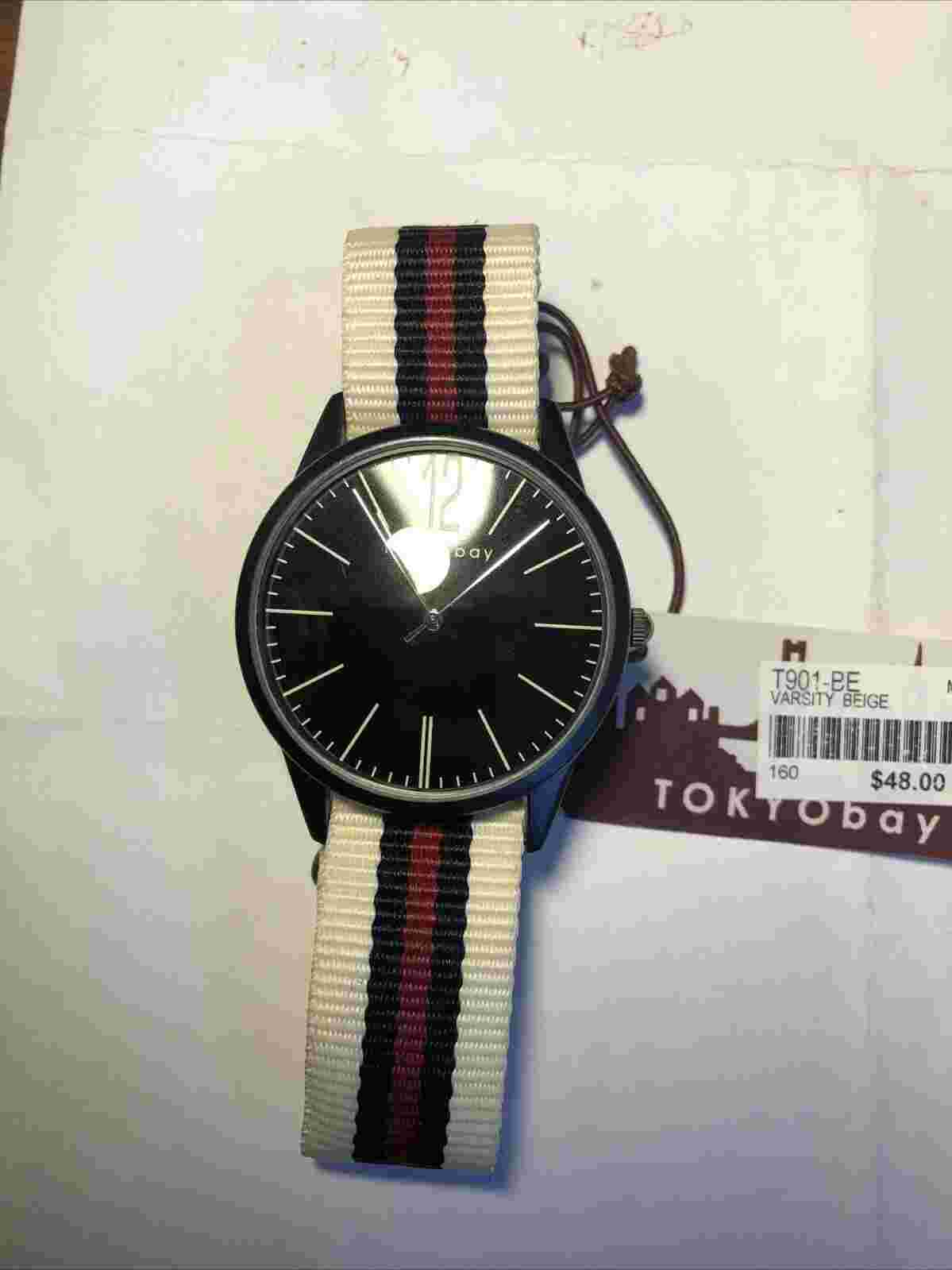 Vintage TOKYObay Watch Black Tone & Varsity Beige Band Design