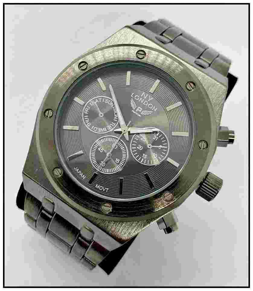 Mens CLASSY OVERSIZED ELEGANT Round Gunmetal LUXURY Designer Fashion WRIST WATCH