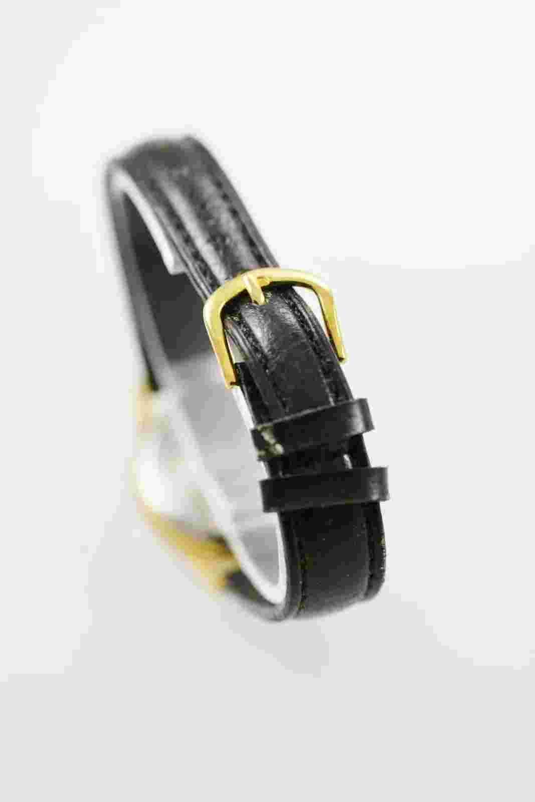 Epic Watch Womens Stainless Steel Gold Black Leather Water Resis Battery Quartz