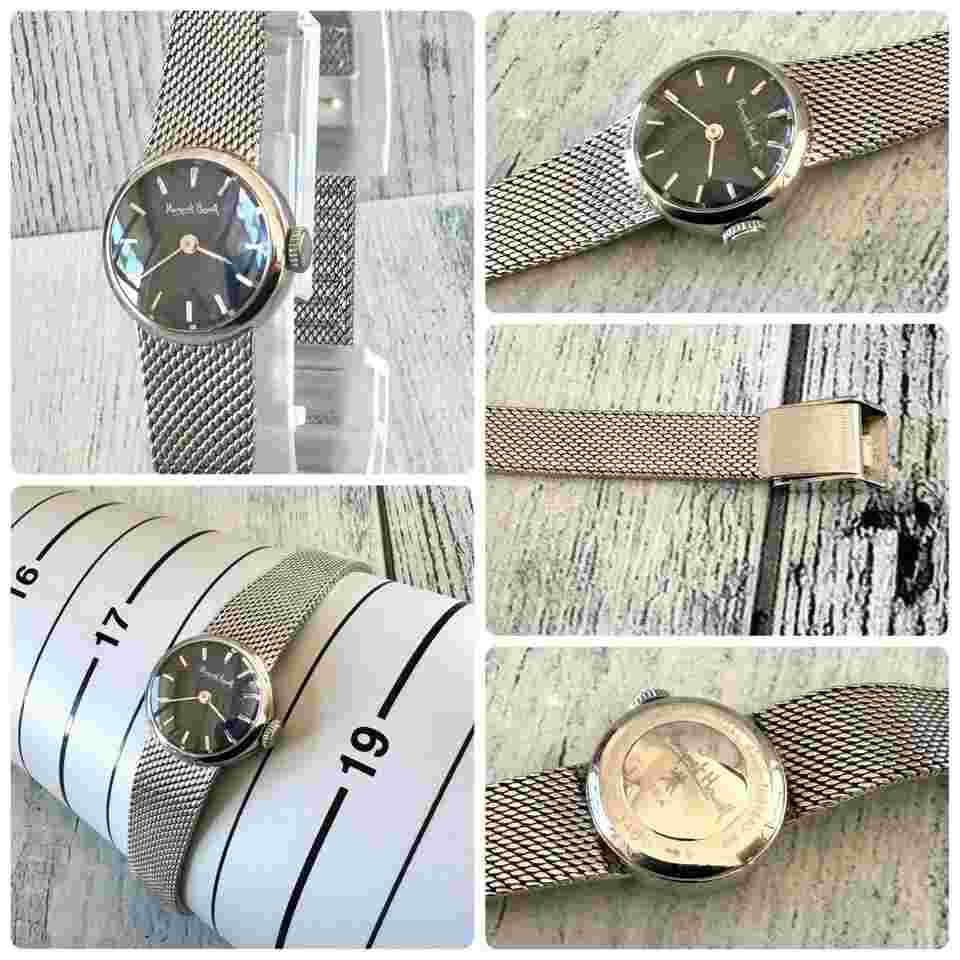 [Battery replaced] MARGARET HOWELL wristwatch round navy style silver JAPAN USED