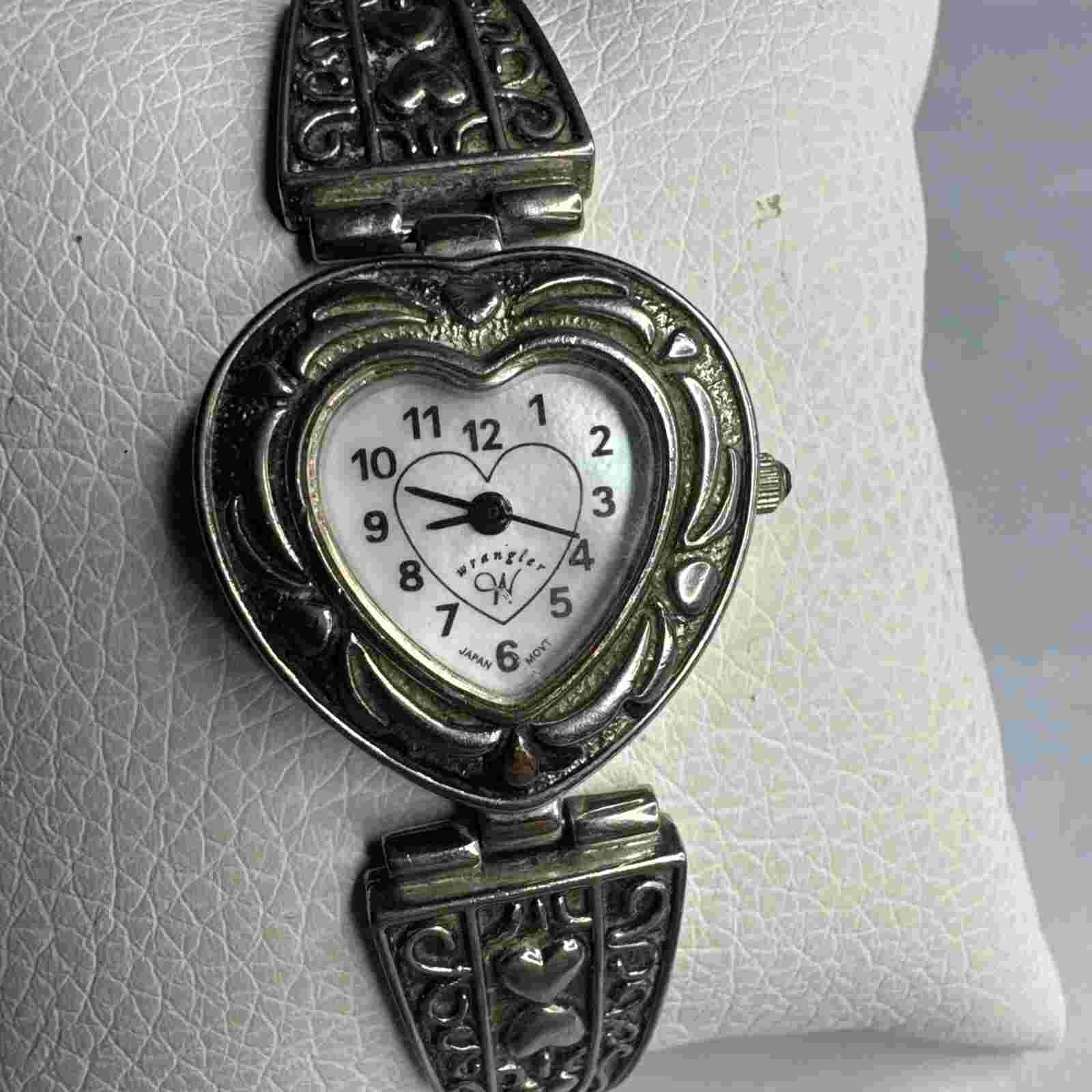 Wrangler Heart MOP Watch Women 26mm Silver Tone Stretch Band New Battery
