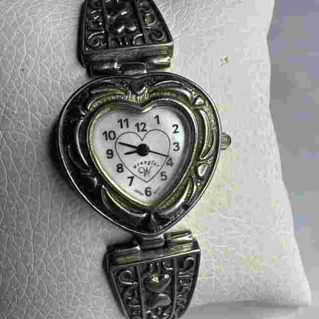 Wrangler Heart MOP Watch Women 26mm Silver Tone Stretch Band New Battery