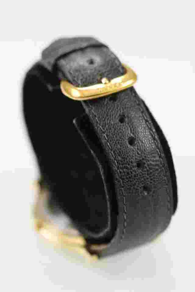 Victory Men Watch Gold Stainless Steel WR Gray Leather Battery Date Black Quartz