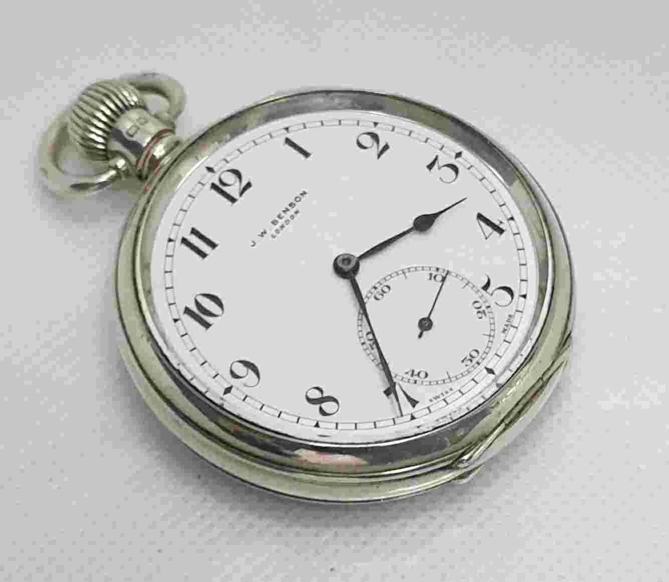 J.W. BENSON SILVER TOPWIND, AND GEORGE V1 CHROWNED CIRCA 1934.