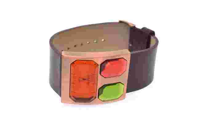 Joan Rivers Classics 3 Gem Stone Face Leather Women's Wrist Watch