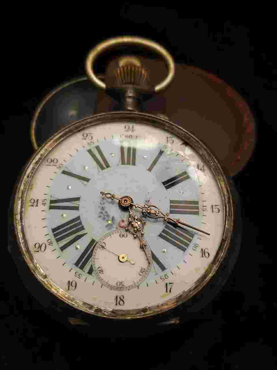 1800's Precision Ancre Lince Droite Pocket Watch 15 Rubis 800 Silver Enamel Face