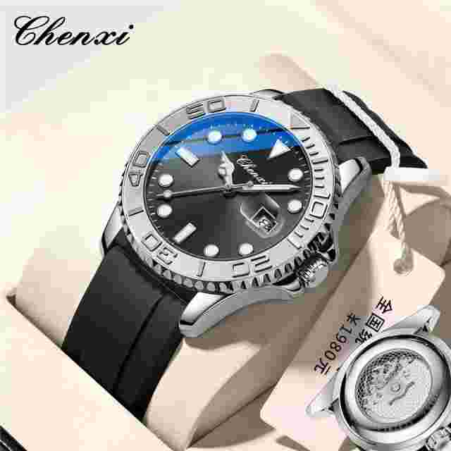CHENXI Men Watch Top Brand Silicone Wristwatch Hollow Bottom Male Weekday Watch