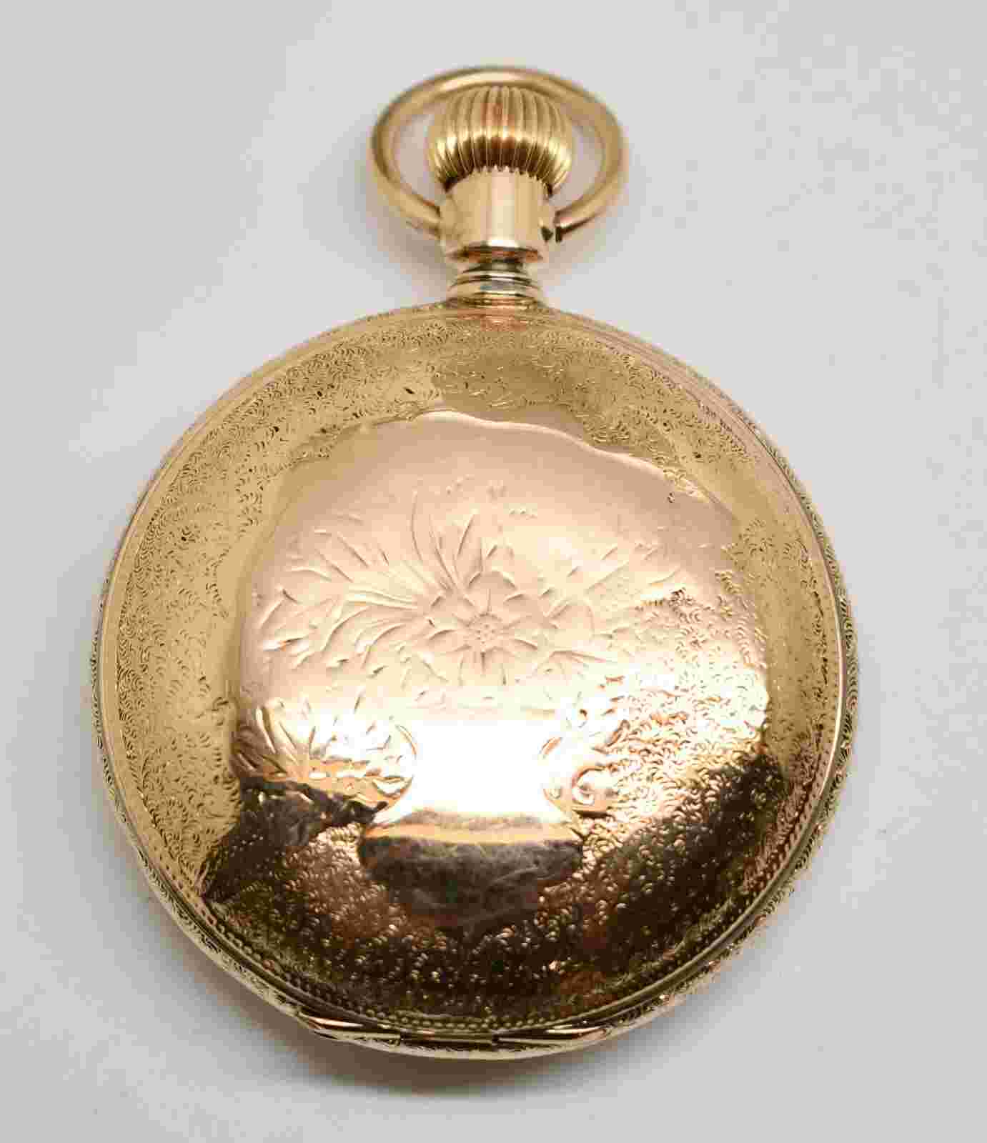 1896 Illinois 15 Jewel Hunting 14k Outer Skin 8K Inner Pocket Watch#WATCH306