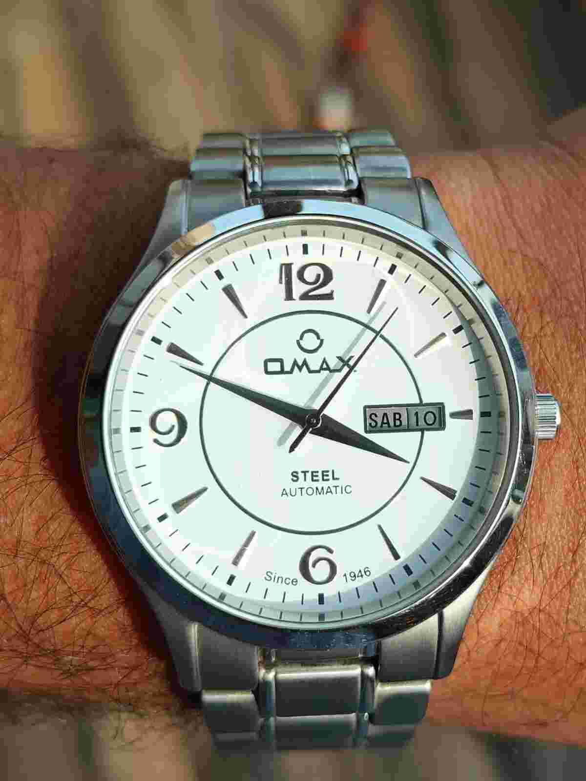 JAPAN Omax OSA007 Stainless Steel Automatic Big Dial Day/Date Men's Wristwatch