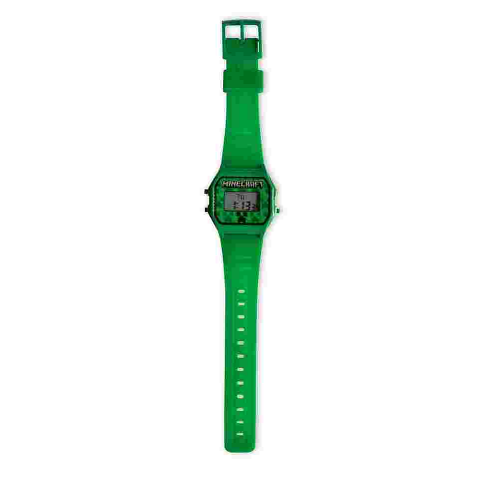 Minecraft Creeper Digital Watch Face with Green Band Green