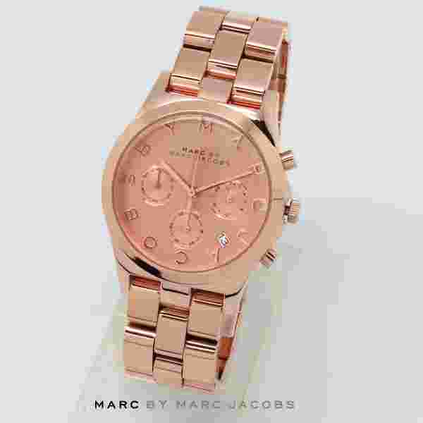 NEW MARC BY MARC JACOBS HENRY ROSE GOLD STAINLESS STEEL,CHRONO WATCH-MBM3107