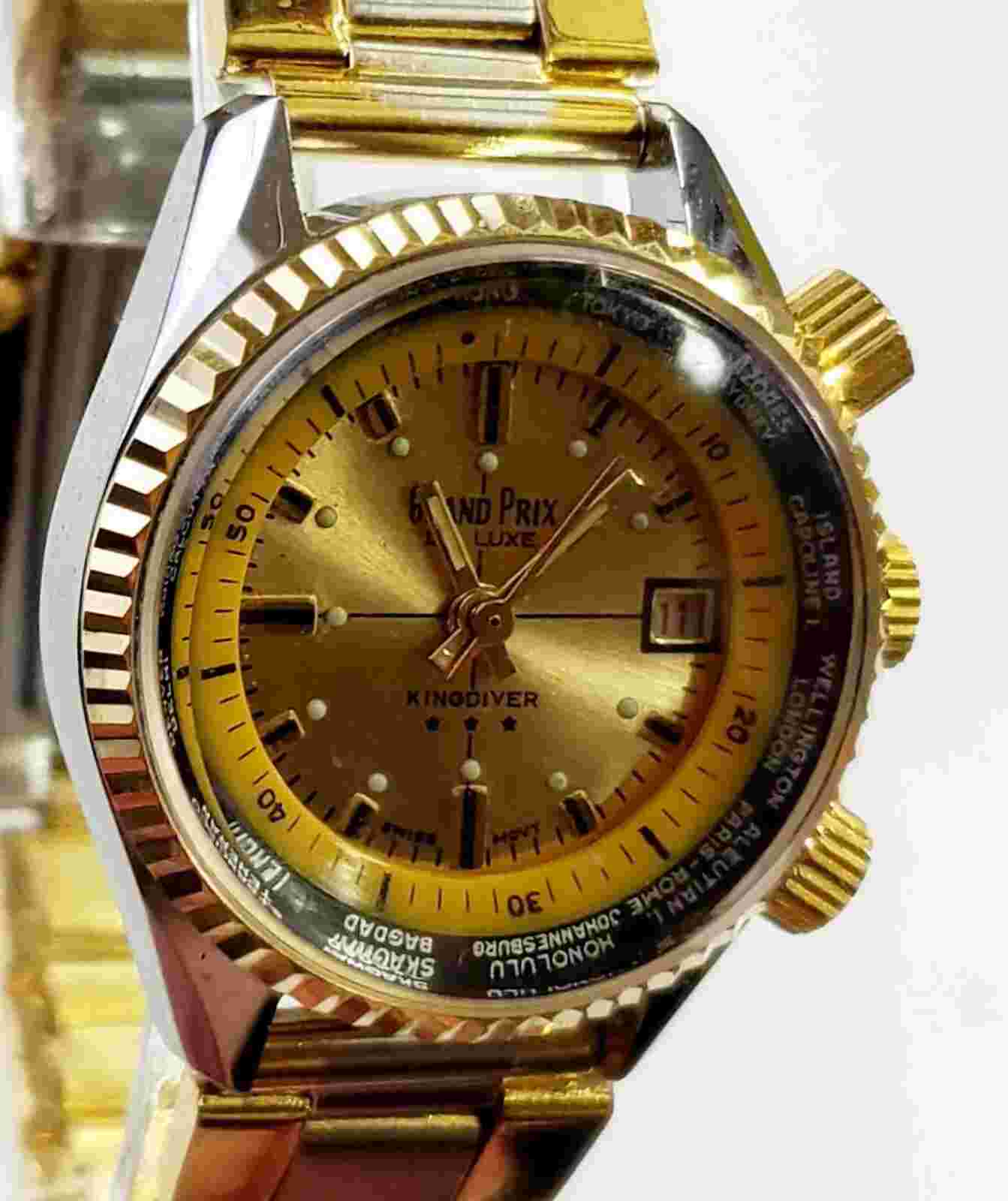 RARE,UNIQUE Women Vintage Watch GRAND PRIX "KINGDIVER". World Timer. Manual Wind