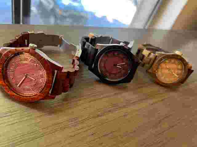 3 LOT FLUD Big Ben wooden Mens watches redwood oak walnut 48mm
