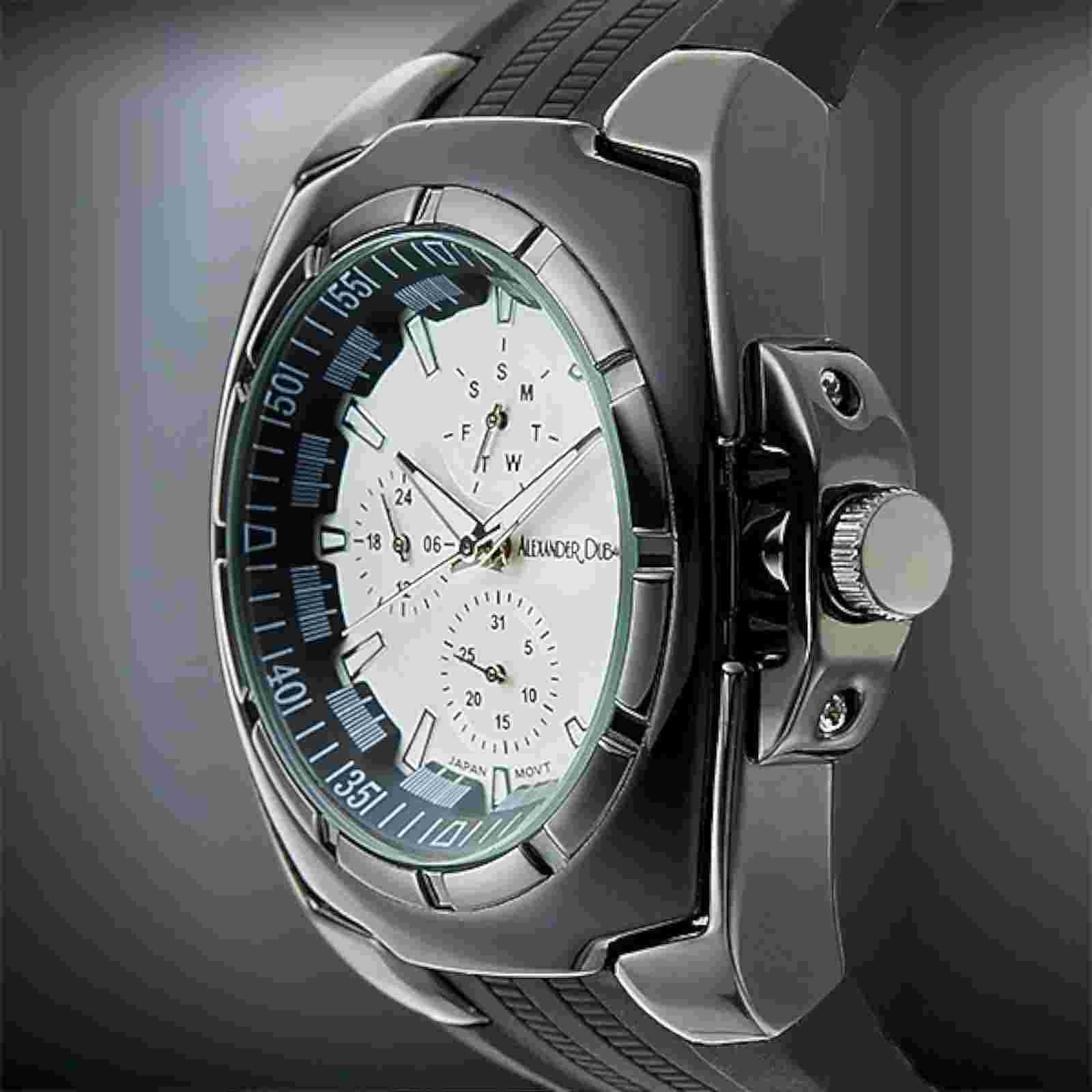 NEW Alexander Dubois 62623305 Rhone Multi-Function Mens Watch w/Day/Date WHITE