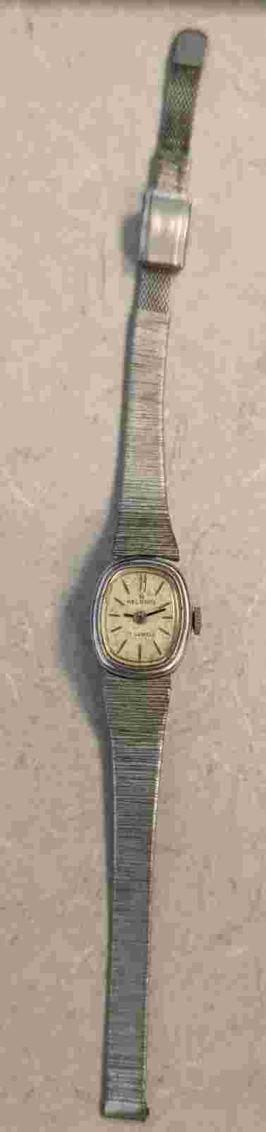 Rare Vintage Ladies Helbros Watch All Silver Tone With Oval Face