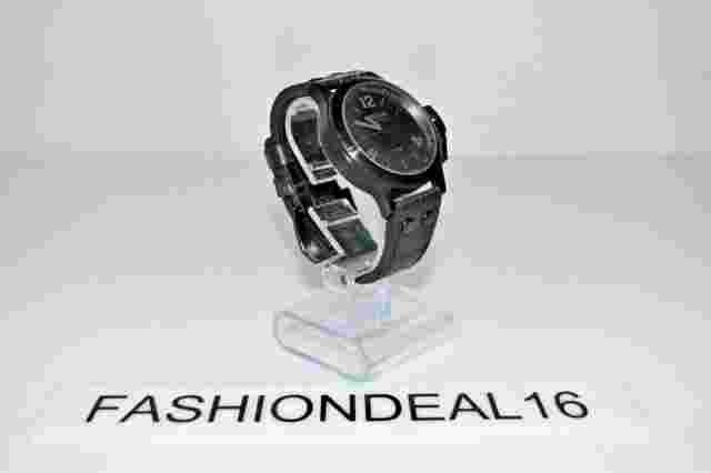 Oozoo Authentic Steel Aged Black Leather Black SS Oversized 47mm $270 Watch