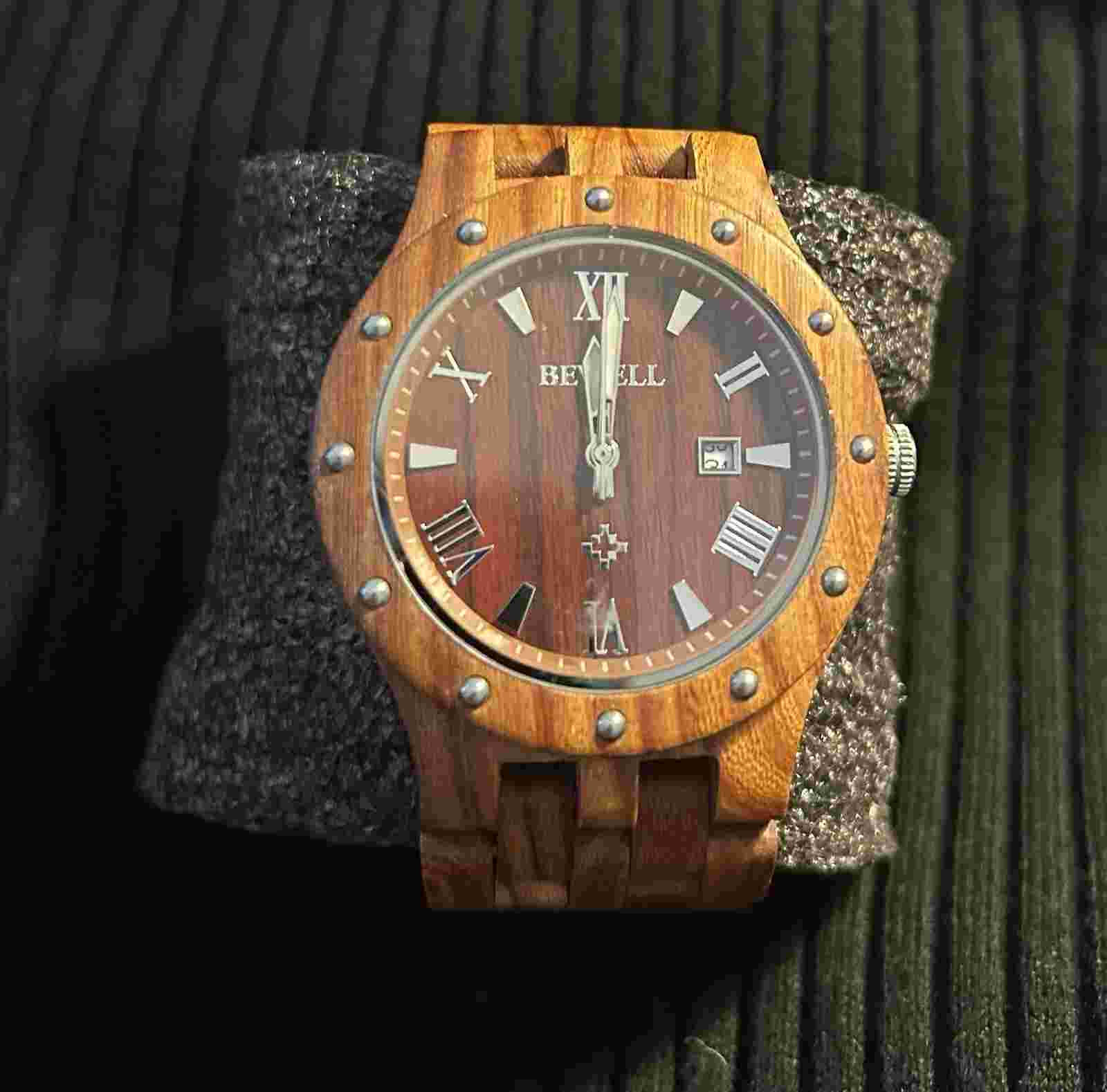 Woodlex Bewell Natural Wood Men's Watch 46MM