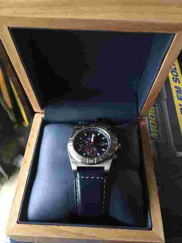 NICE Men's Blue Face 32 Degrees Watch Swiss Wristwatch Chronograph Working LOOK