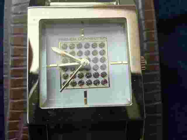 FCUK TIME SQUARE DIAL WATCH WITH LEATHER STRAP N9