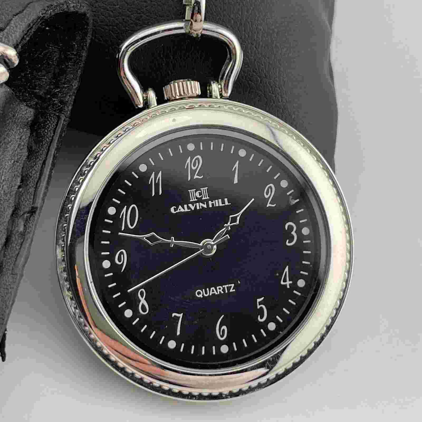 Calvin Hill Pocket Watch Eagle Carrying Case 40mm Watch Case Quartz Three Hands