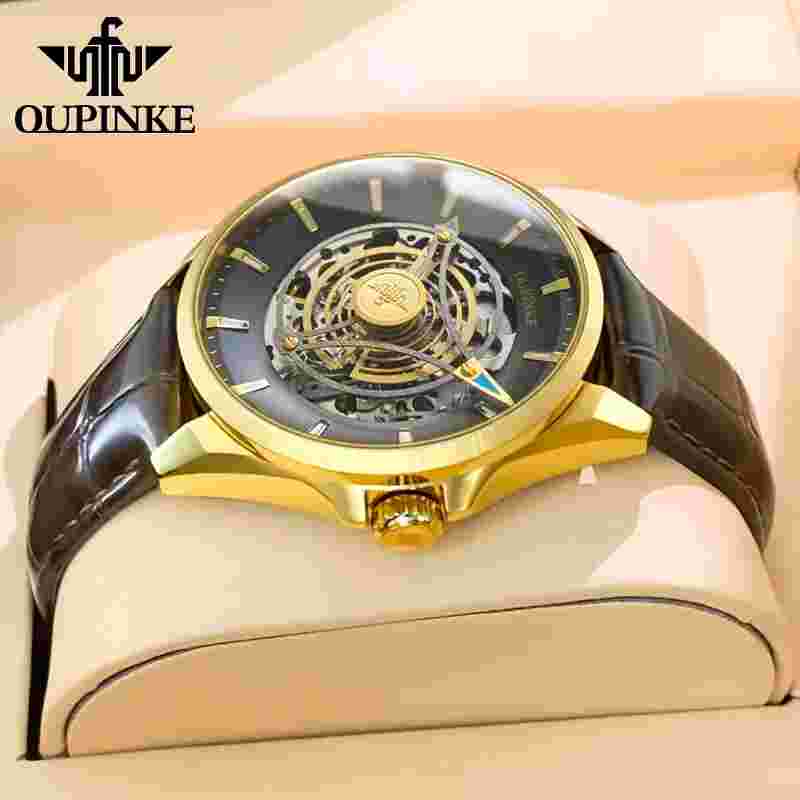 OUPINKE 3206 Automatic Mechanical Watch For Men Hollow 40mm Dial Original Hand