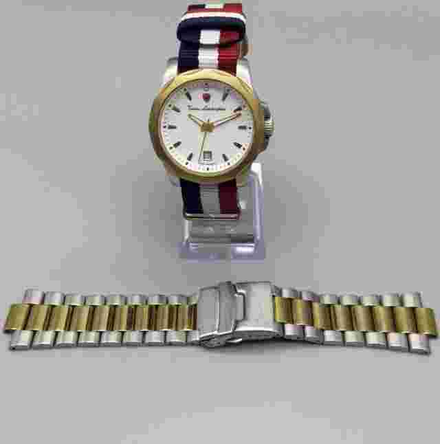 Conino Lamborghini Watch Men 40mm Silver Gold Tone With Extra Band New Battery