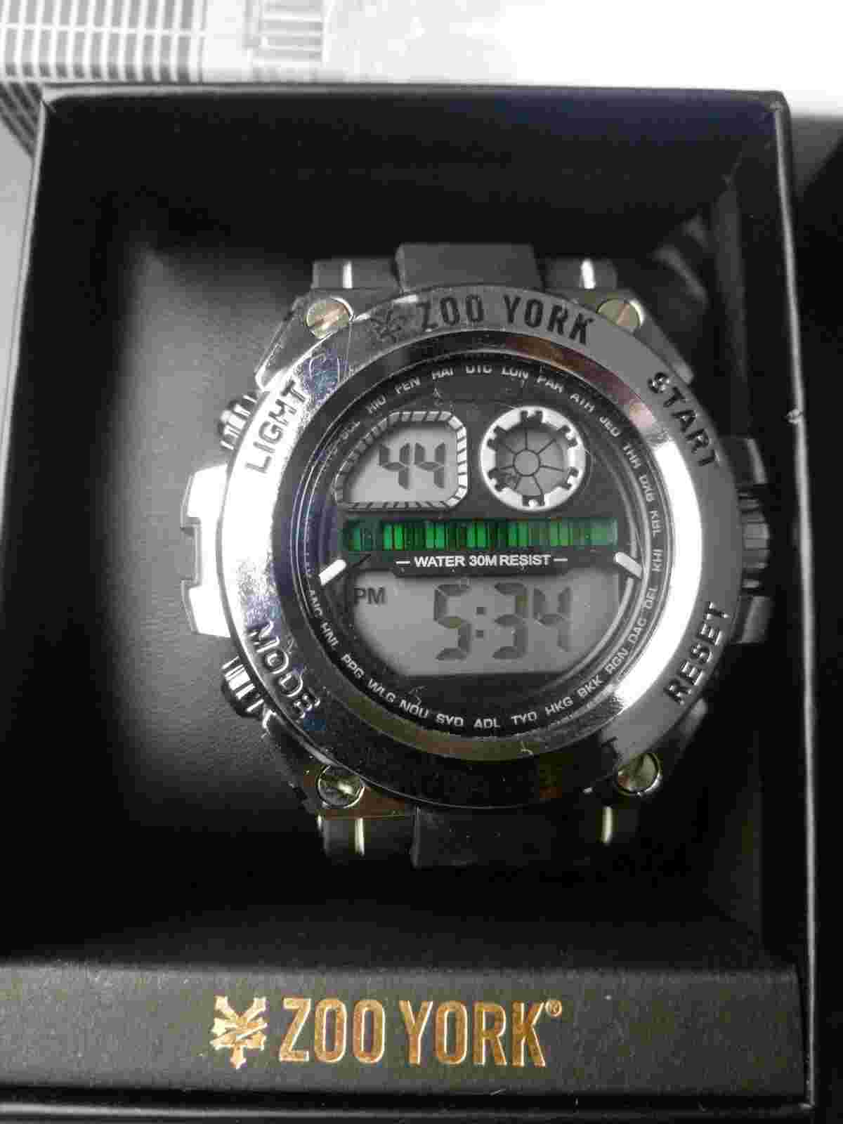 Zoo York Silver Face Black Band Stylish Light up Multi Mode Men Watch 54791 Gift