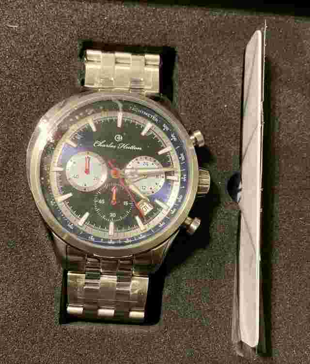 Charles Hutton Tachymeter mens watch with Navy face and silver band