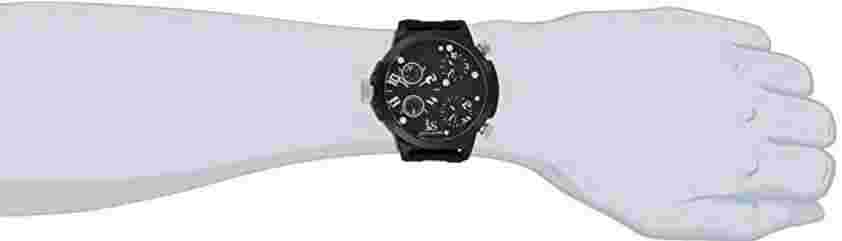 Joshua & Sons Mens Black Triple Time Zone Rubber Strap Watch 2337