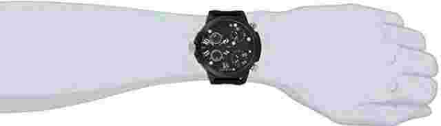 Joshua & Sons Mens Black Triple Time Zone Rubber Strap Watch 2337
