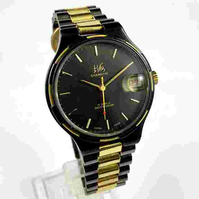 37mm Shanghai Factory Made Manual Mechanical Watch Black 19 Jews Shock-Resistant