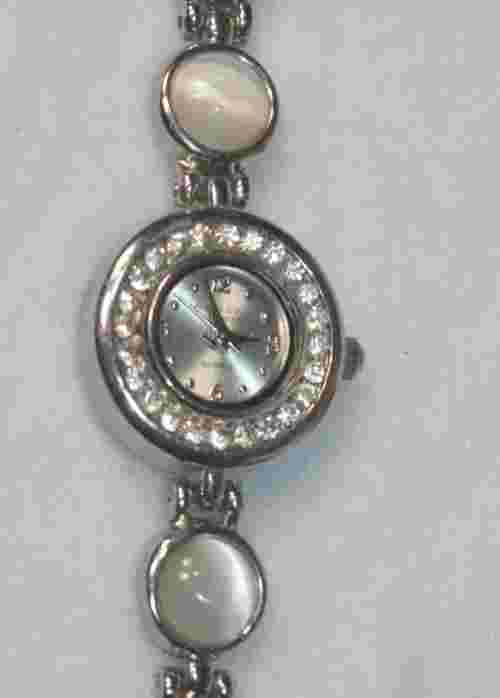 Ashley Princess Women's Watch Silver Tone with Rhinestones&Cabochons New battery