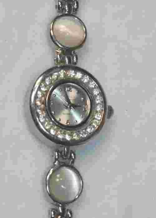 Ashley Princess Women's Watch Silver Tone with Rhinestones&Cabochons New battery