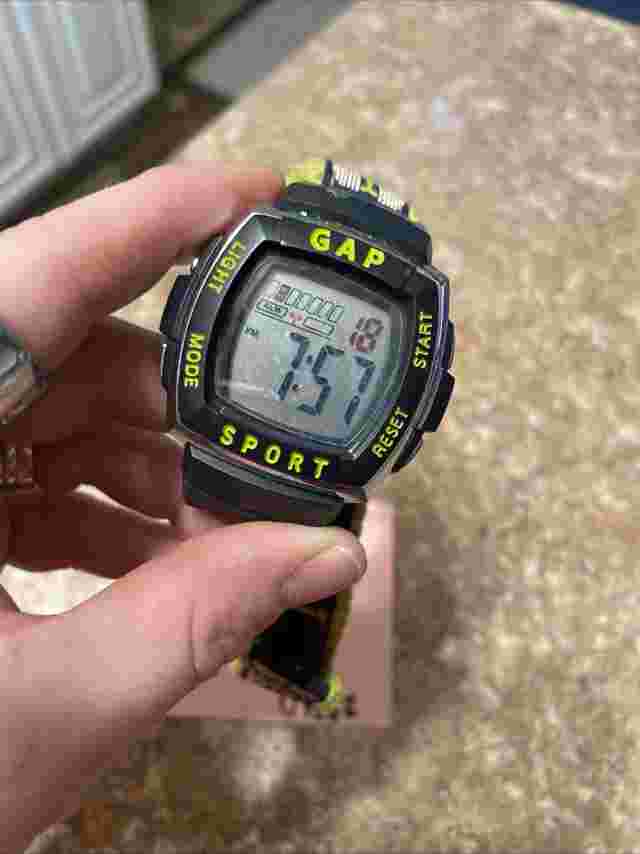 Gap Digital Watch Navy Blue And Green  Silver Tone Details