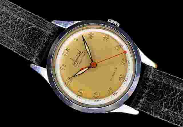 1950s Accurist Automatique Bidynator, Salmon dial dress watch Felsa 690 Serviced