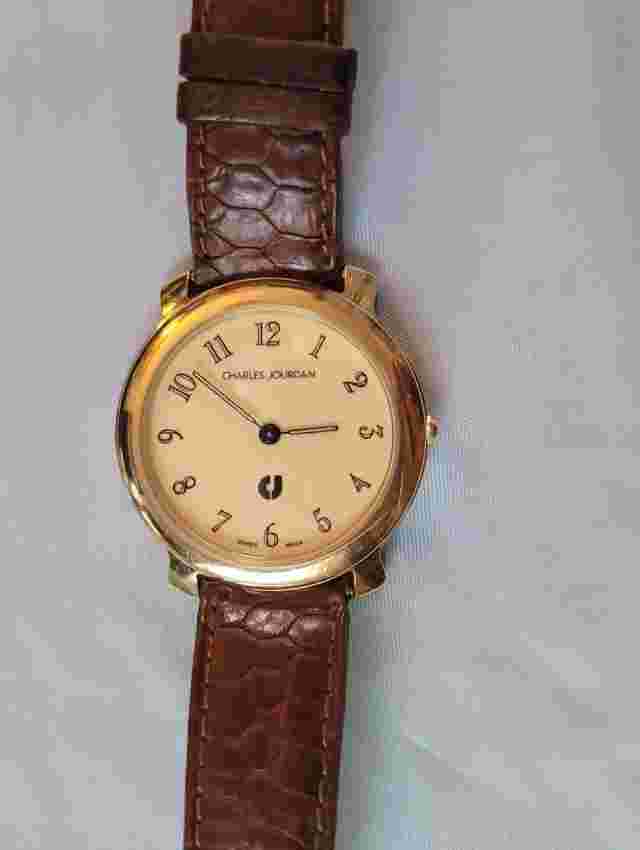 Antique Vintage Charles Jourdan Mens Unisex Analog Watch Leather Band 32mm Case