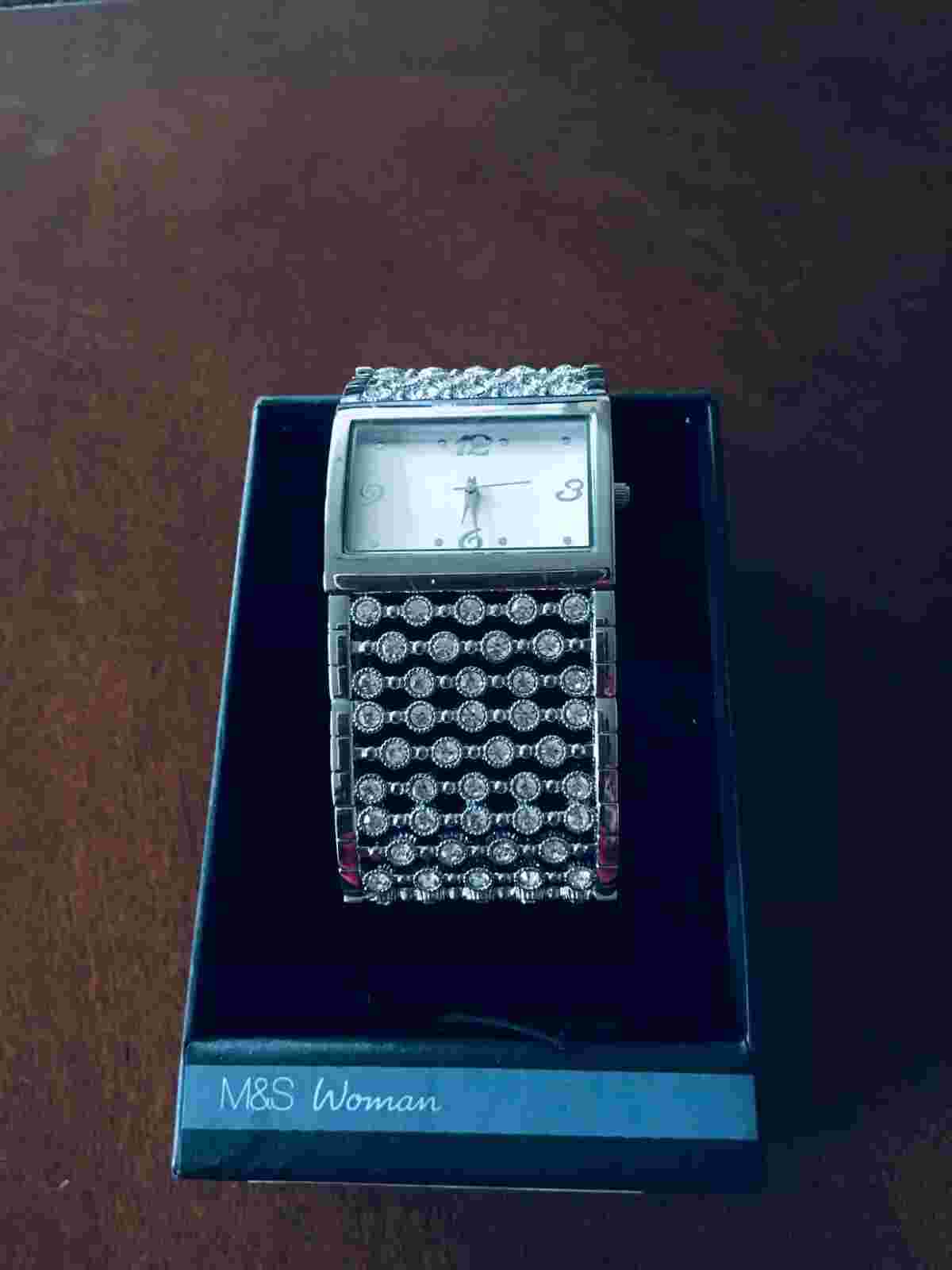 Marks and Spencer Srovisky stone Silver Party Wrist watch Width of the Face 4 cm