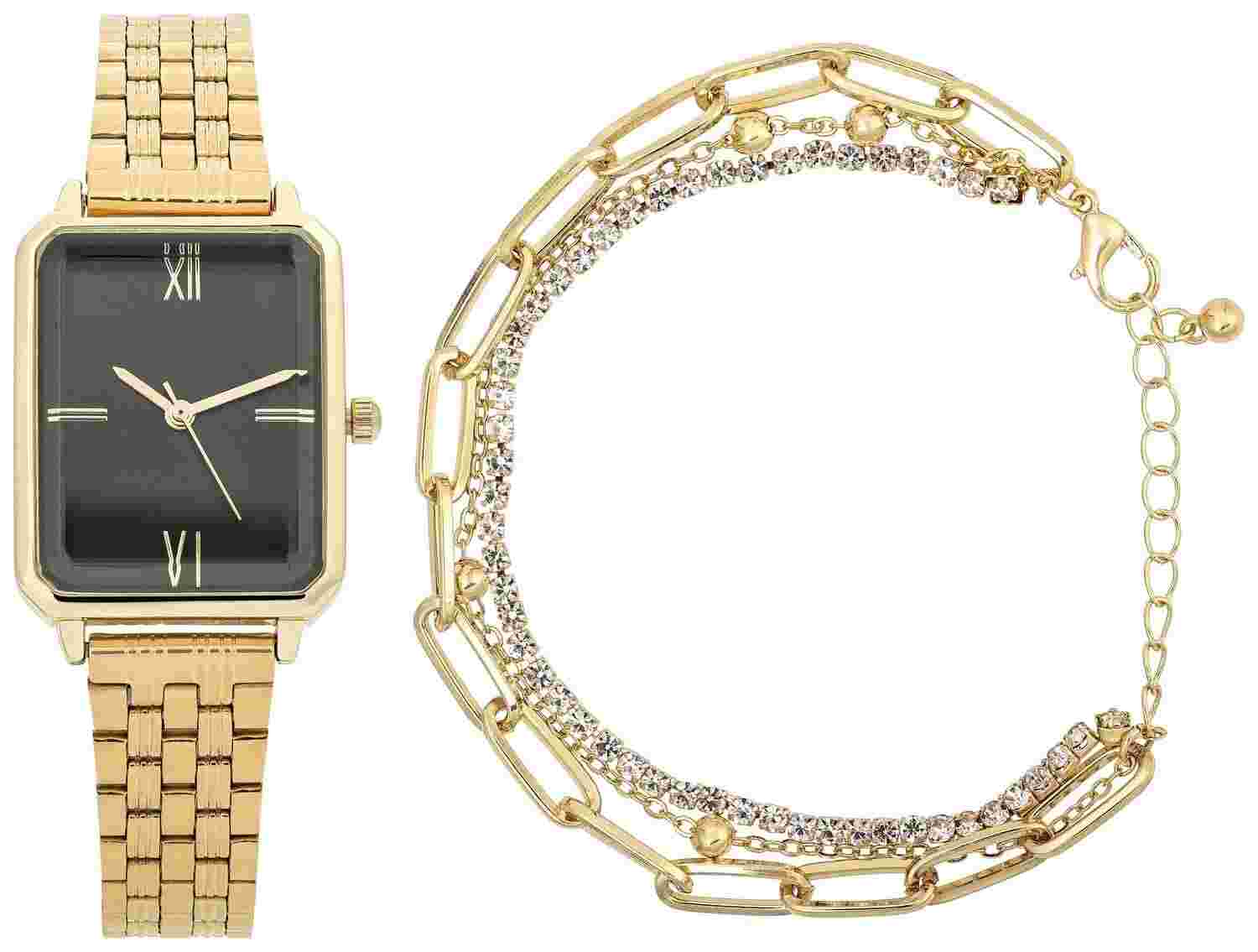Classic Gold Watch & Bracelet Set
