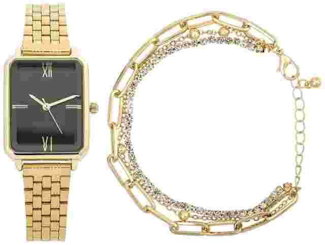 Classic Gold Watch & Bracelet Set